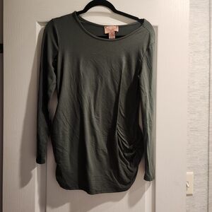 Emmas Maternity Olive Long Sleeve Top Size M Euc